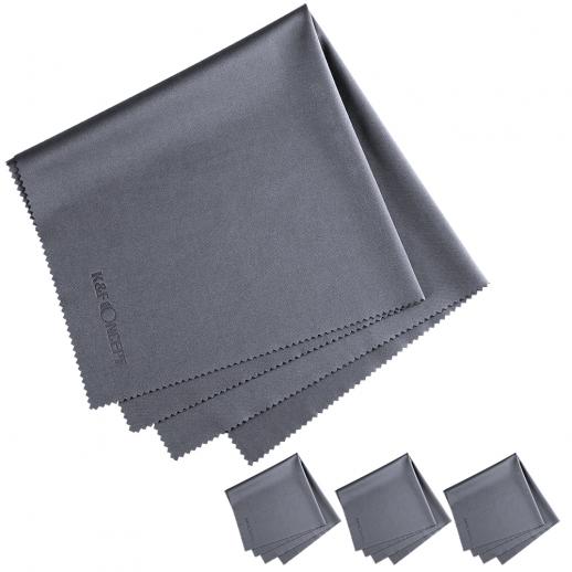 K&F Concept CONCEPT Pano de limpeza conjunto agulha um pano de limpeza seco e livre de poeira para eletrônicos, cinza escuro, 4 peças, 40,6 * 40,6 cm, embalagem de saco de opp