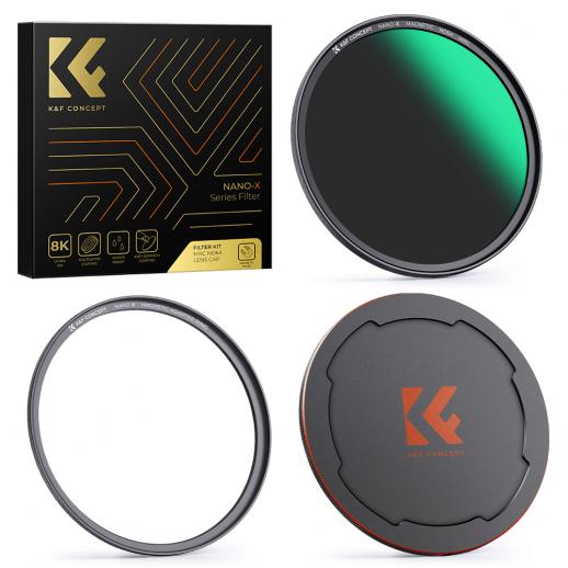 K&F Concept Nano-X Filtro 67mm ND64 Magnetico (6 stop) con Anelli Adattatori Magnetici Tappo Magnetico in Metallo per obiettivi 67mm