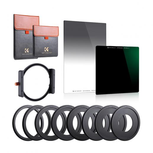 Kit filtro quadrato 100x100mm ND1000 + gradiente liscio ND8 + portafiltro in metallo + anelli adattatori, Serie Nano-X
