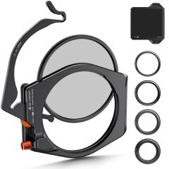K&F Concept Kit di Sistema Holder Porta Filtri per Filtri a Lastra, include Filtro ND1000 a Lastra, Filtro Polarizzatore, 4 Anelli Adattatori da 67mm/72mm/77mm/82mm,Nano-Xcel Pro