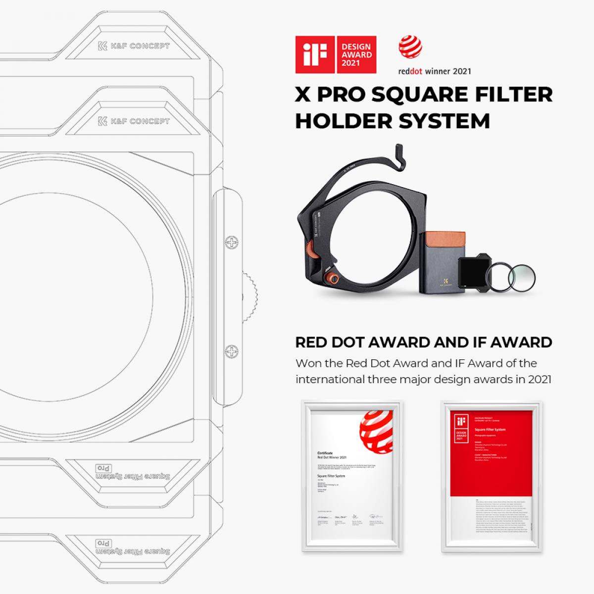 K&F filter adapter rings with the iF DESIGN AWARD and the Red Dot