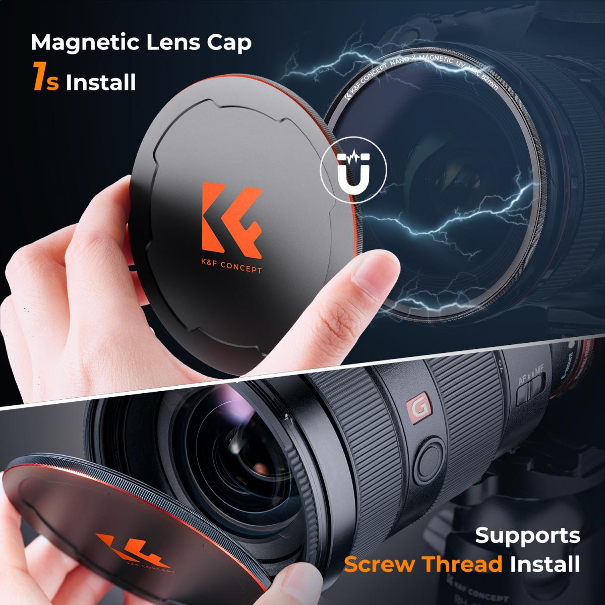 58mm Manyetik MCUV Filtre, Manyetik Metal Kapaklı HD Su Geçirmez Çizilmeye Dayanıklı Yansıma Önleyici Yeşil Film Nano-X serisi