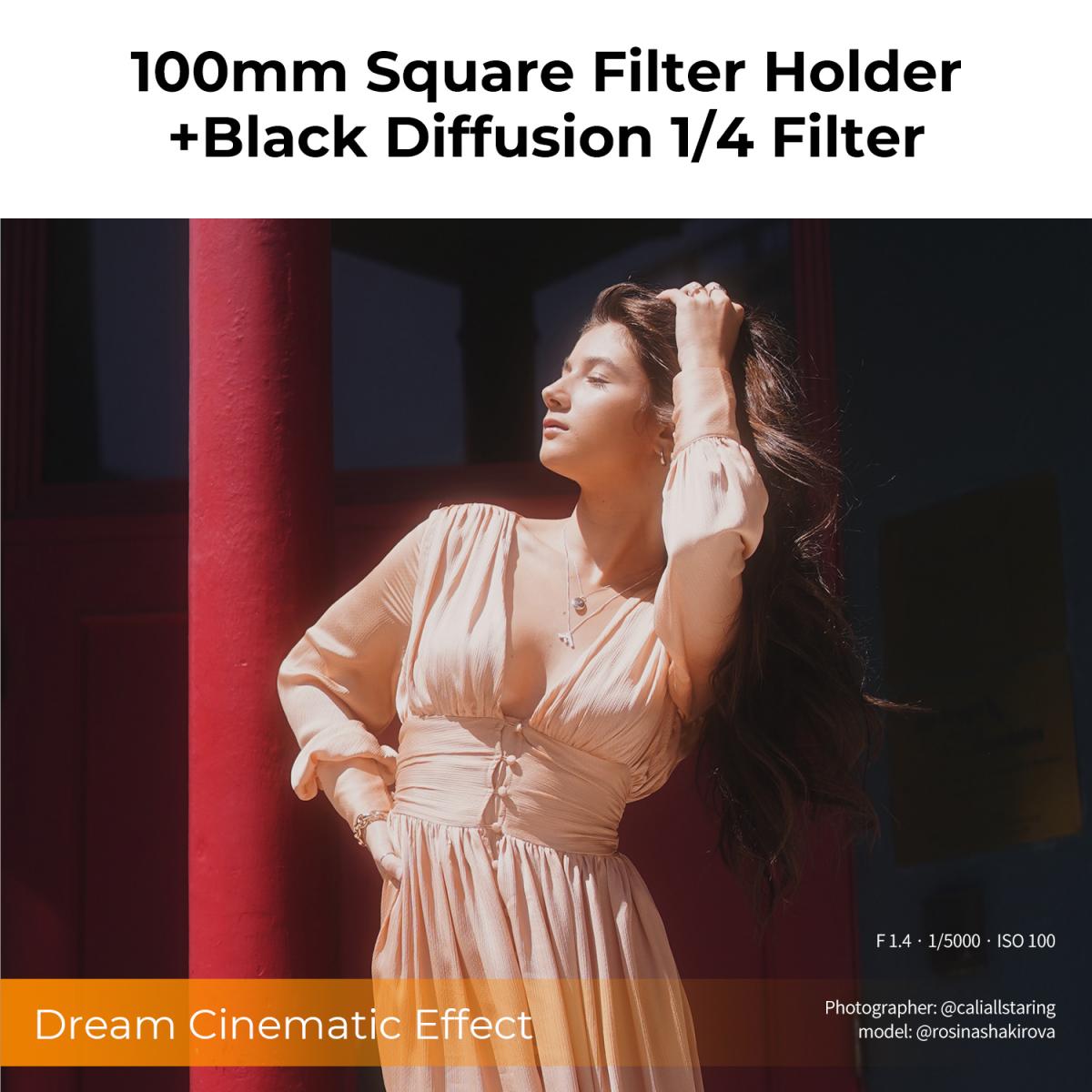 100mm Square Black Mist 1/4 Filtro + Holder Porta Filtri in Metallo + 8 Anelli Adattatori Nebbia Effetto Cinematico Kit Filtro a Lastra per Video/Vlog/Ritratto Fotografia,Serie Nano-X