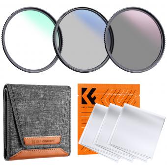 K&F Concept Filter Set Klear Serie 82mm Filter Kit MC UV Filter+ Polfilter (CPL)+Neutral Dichte Graufilter(ND4)