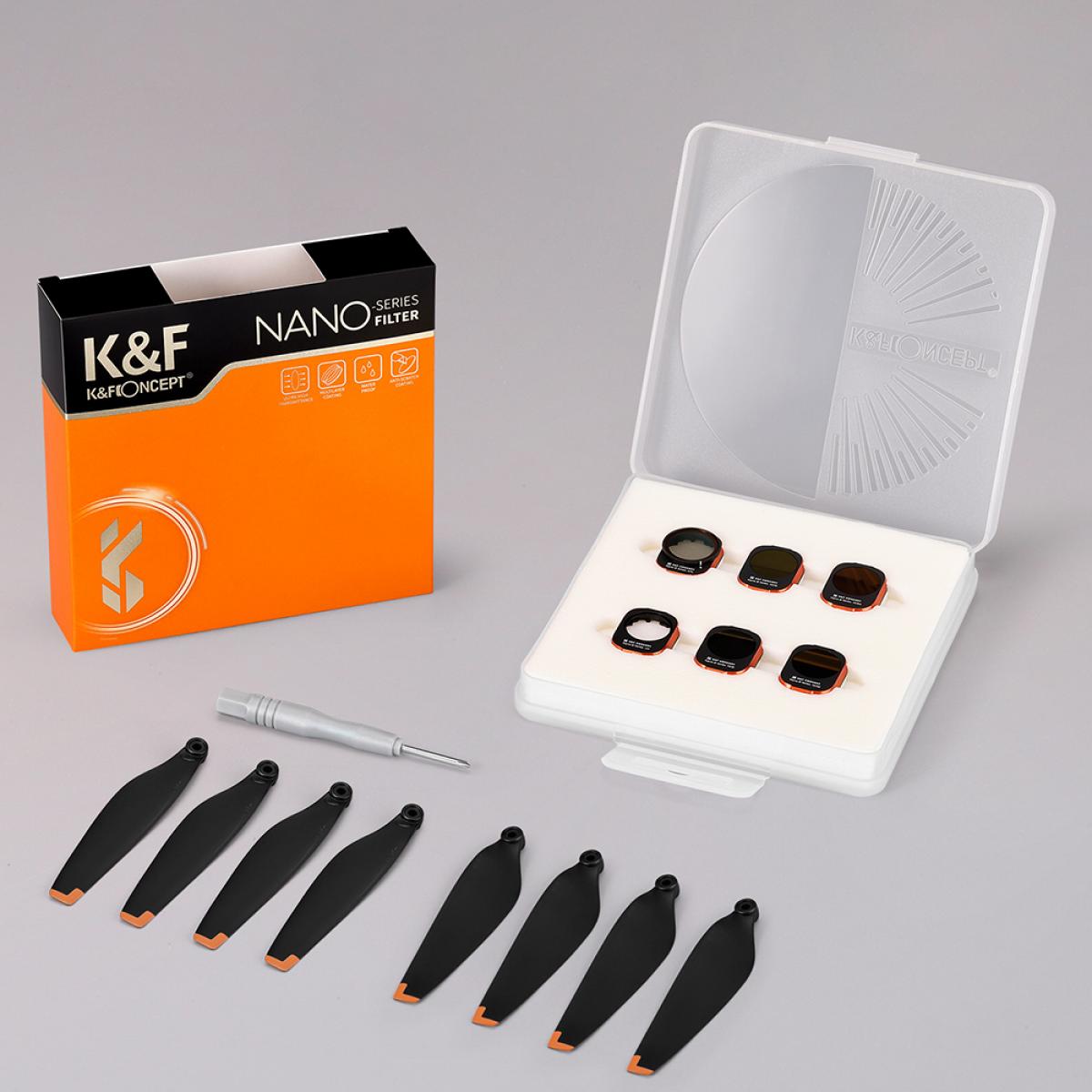 DJI Drone Filter Mini 3 Pro HD Filter 6 stk sett (UV+CPL+ND8+ND16+ND32+ND64) med 28 lags antirefleks grønt belegg, vanntett og ripesikkert