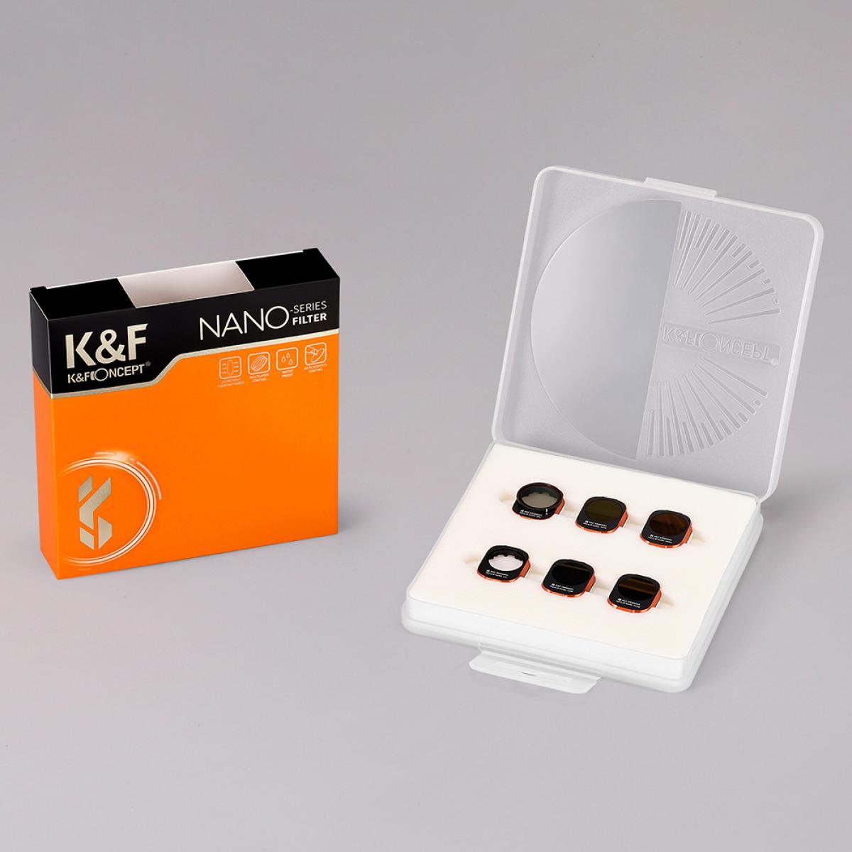 DJI Drone Filter Mini 3 Pro HD Filter 6 stk sett (UV+CPL+ND8+ND16+ND32+ND64) med 28 lags antirefleks grønt belegg, vanntett og ripesikkert