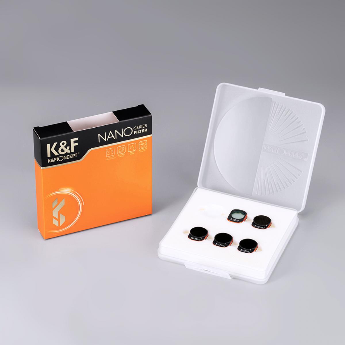 DJI Drone Filter Mini 3 Pro HD Filter 5 stk sett (UV+ND8/PL+ND16/PL+ND32/PL+ND64/PL) med 28 lags antirefleksjonsgrønt belegg, vanntett og ripesikkert