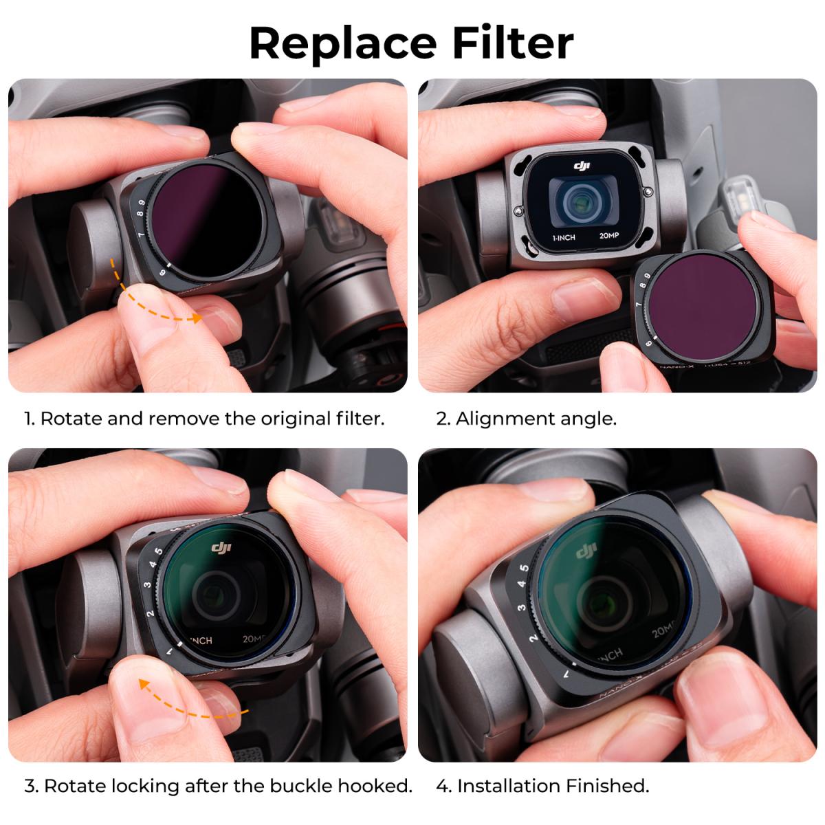 Conjunto de filtros Drone DJI AIR 2S variável ND VND2-5 e VND6-9 2pcs com filme verde antirreflexo, um conjunto de hélices para drone AIR 2S