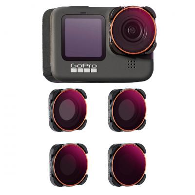 GOPRO Hero 9/10/11/12/13 Actionkamera Filtersæt ND8&PL + ND16&PL + ND32&PL + ND64&PL 4-pak 2-i-1 Filtersæt Beskytter med Antirefleks Grøn Film Actionkamera Tilbehør