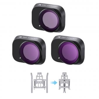Ensemble de filtres DJI Drone Mini3 Pro (ND8 & PL + ND16 & PL + ND32 & PL) avec film vert anti-reflet simple face et un ensemble de palettes pour Mini3