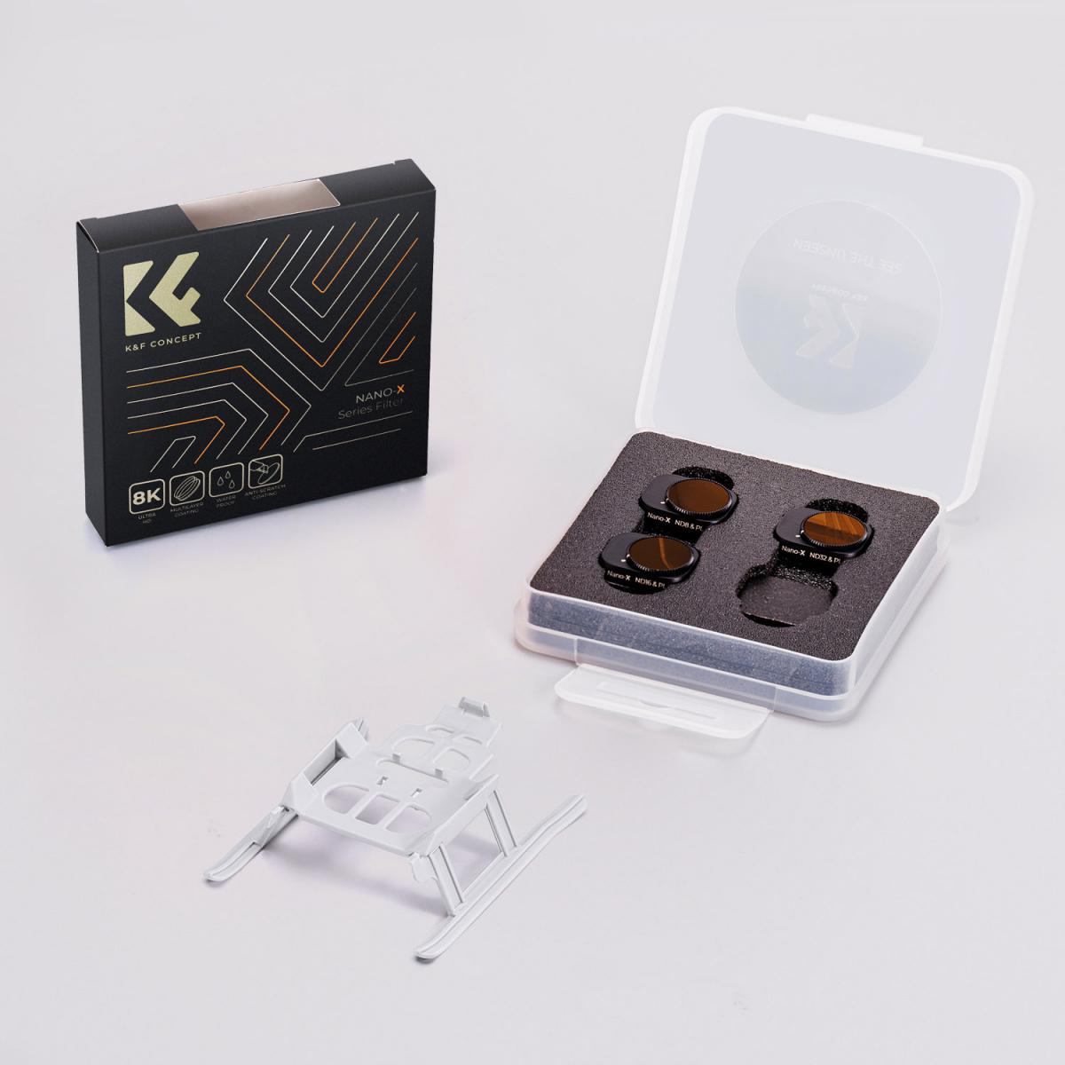 DJI Drone Mini3 Pro filtersett (ND8&PL + ND16&PL + ND32&PL) med ensidig antirefleks grønn film og et sett med padler for Mini3