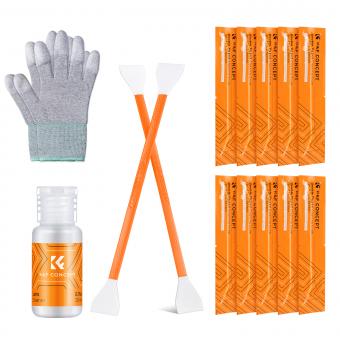 10 doppelköpfige Reinigungsstäbchen + 20 ml Reinigungslösung + Handschuhe, CMOS APS-C Rahmen 16 mm Reinigungstuchstäbchen-Set