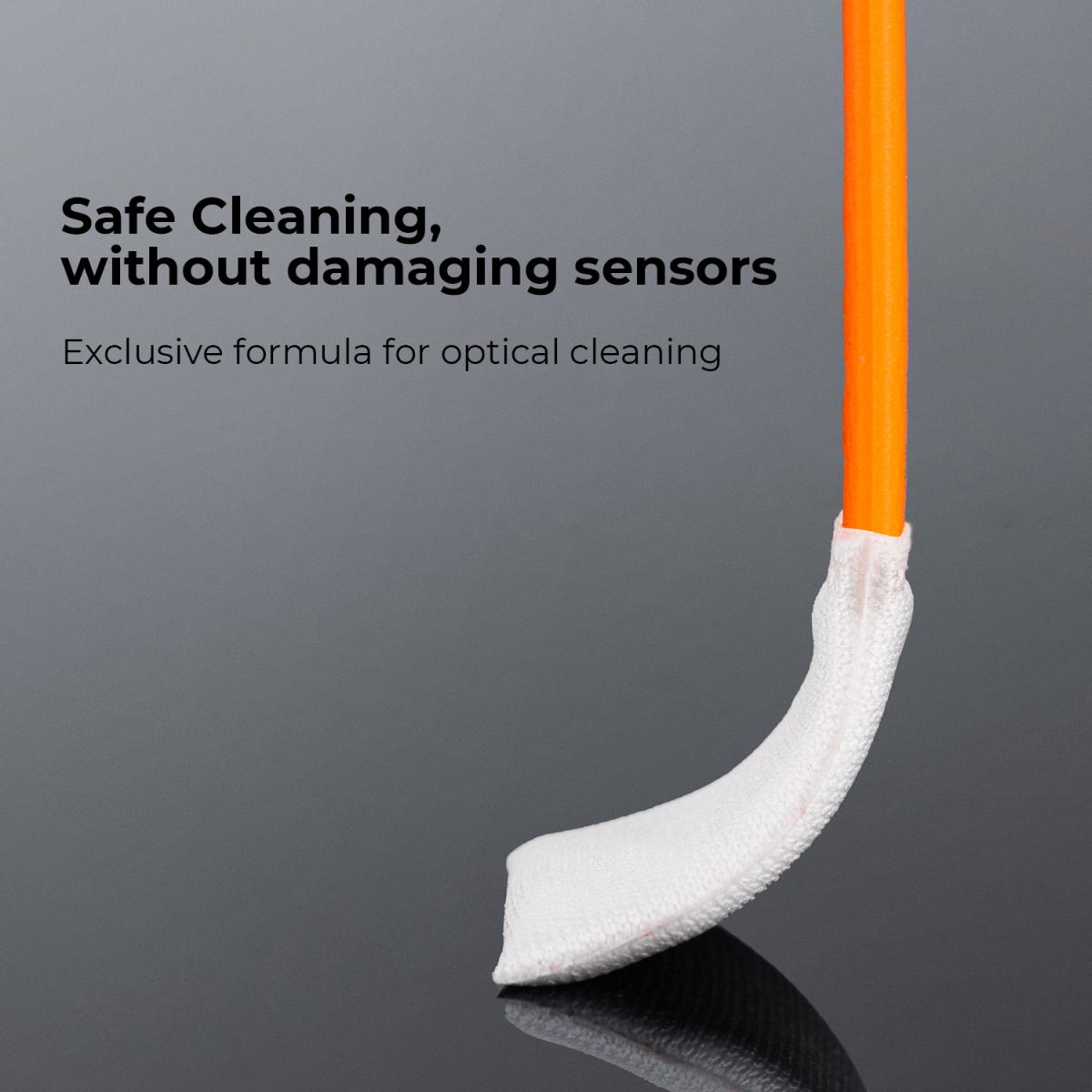 10 pezzi di bastoncini di pulizia a doppia testa + soluzione di pulizia da 20 ml + guanti, set di bastoncini per panno di pulizia da 16 mm con cornice CMOS APS-C