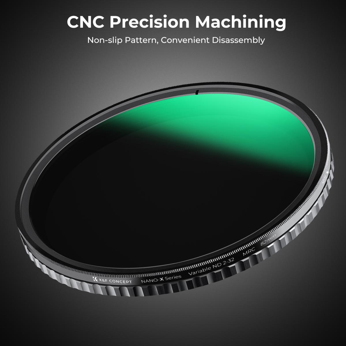 82 mm Variabelt ND-Filtersett 2 stk ND2-32 & ND32-512 med Vanntett Anti-ripe Antirefleks Grønn Film NANO-X-serien