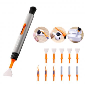 Juego de bolígrafos de limpieza reemplazables (bolígrafo de limpieza + 6 bastoncillos de limpieza de marco completo + 3 esponjas flocadas + 3 rechazadores)