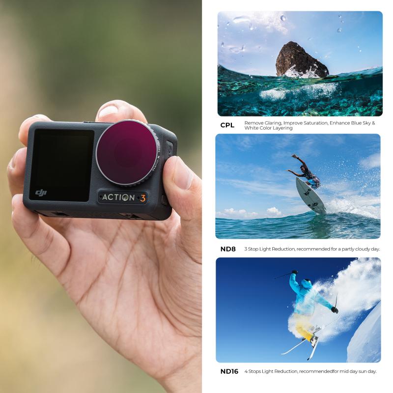 DJI Osmo Action: Waterproof action camera with dual screens.