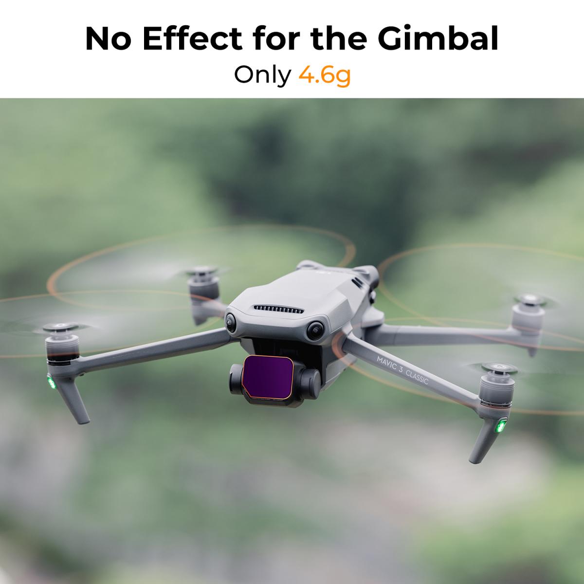 DJI Mavic 3 Classic Filter 4pcs Set (ND8 + ND16 + ND32 + ND64) con pellicola verde antiriflesso su un solo lato impermeabile e antigraffio