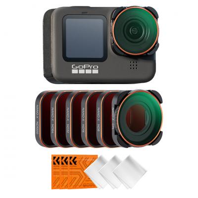 GOPRO Hero 9/10/11/12/13 Actionkamera Filter 6-pak Sæt CPL + ND8 + ND16 + ND32 + ND64 + ND1000, Antirefleks & Vandtæt