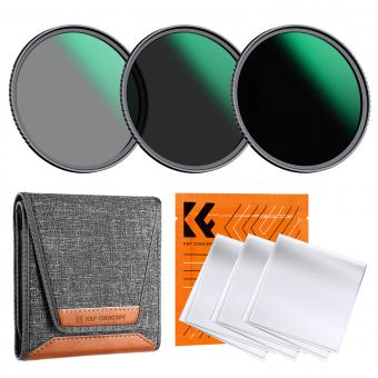 52mm ND8+ND64+ND1000 Lens Filter Kit with 3 Vacuum Cleaning Cloths and Filter Pouch, 24 Layer Multi-coated HD Optical Glass, Nano D Series
