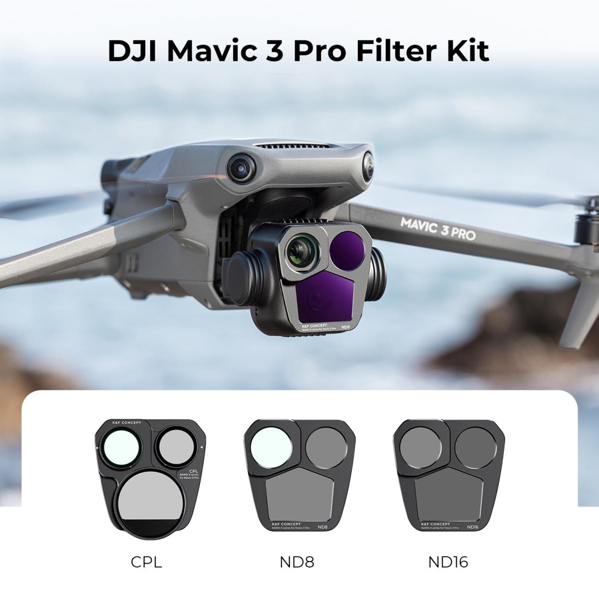 Drone Filtresi DJI Mavic 3 Pro Filtre Kiti 3 adet (CPL+ND8+ND16) Yansıma Önleyici Yeşil Kaplamalı Çoklu Kaplamalı HD Optik Cam