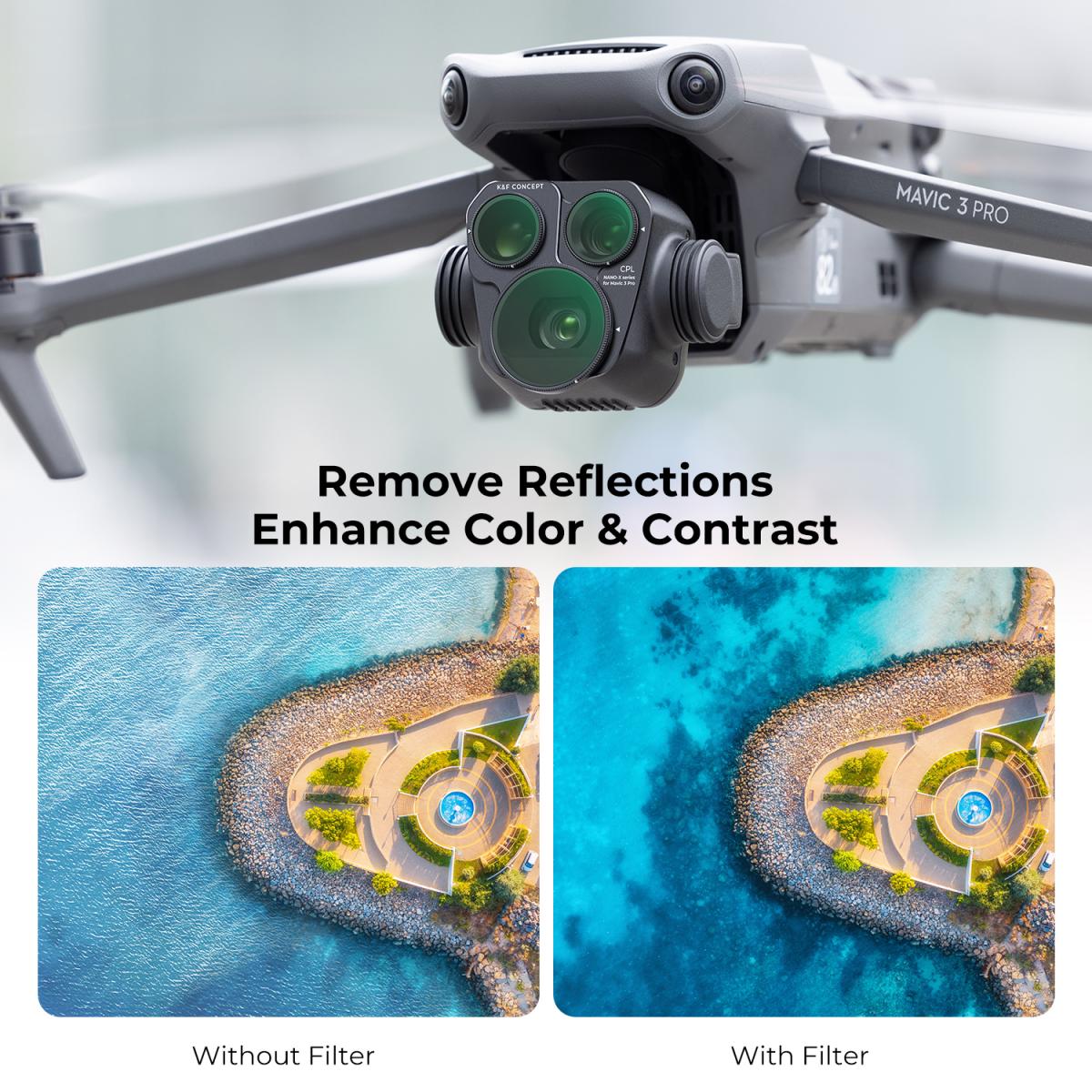 Drone Filtresi DJI Mavic 3 Pro Filtre Kiti 3 adet (CPL+ND8+ND16) Yansıma Önleyici Yeşil Kaplamalı Çoklu Kaplamalı HD Optik Cam