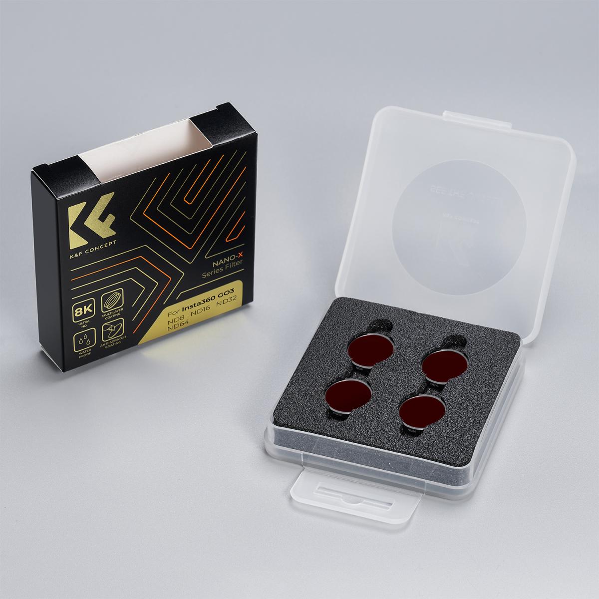 Insta360 GO3 ND8+ND16+ND32+ND64 suodatinsarja, optinen lasi ja 28 monipinnoitettua toimintakameran lisävarustetta