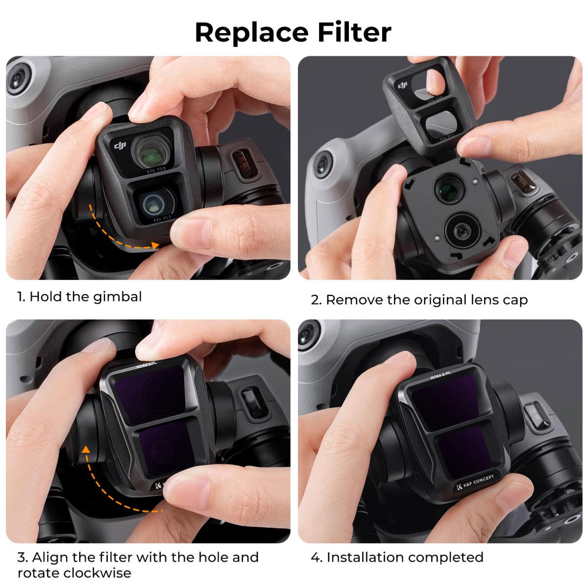 DJI Air 3 ND/PL 2 in 1 -suodatinsarja 4 kpl, ND8&PL+ND16&PL+ND32&PL+ND64&PL, 28-kerroksinen monipinnoitettu HD-optinen lasisuodatin