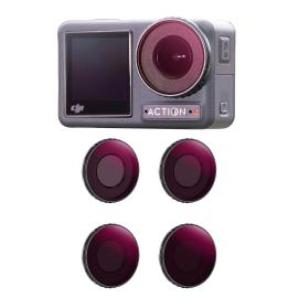 DJI Osmo Action 4 ND&PL Filtre Kiti ND8&PL+ND16&PL+ND32&PL+ND64&PL 4 Paket, Çok Katmanlı Kaplamalı Optik Cam Filtreler