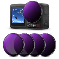 K&F Concept 4 Pack Push-in Fit ND/PL Filter Kit Compatible with DJI Osmo Action 3/4/5 Pro, ND8/PL ND16/PL ND32/PL ND64/PL Neutral Density Polarizing Reduce Glare and Light Control Filters