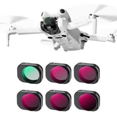 K&F Concept CPL-, ND&PL-suodatinsarja DJI Mini 4 Pro 6 Packille (CPL, ND4&PL, ND8&PL, ND16&PL, ND32&PL, ND64&PL)