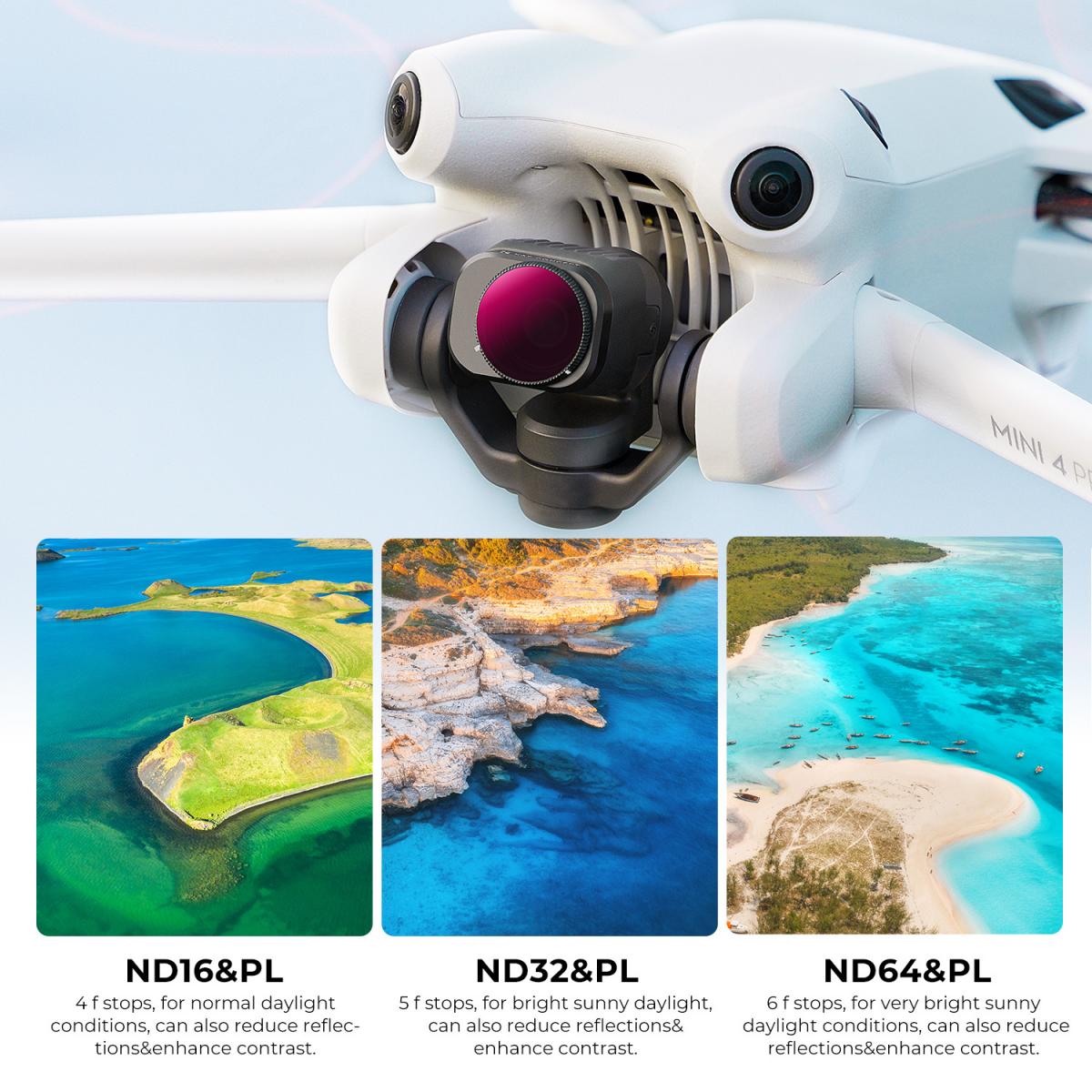 K&F Concept Mini 4 Pro Bright Day ND / PL 6 Stuks Filter CPL +  ND4 & PL + ND8 & PL + ND16 & PL + ND32 & PL + ND64 & PL Filter Compatibel met DJI Mini 4 Pro