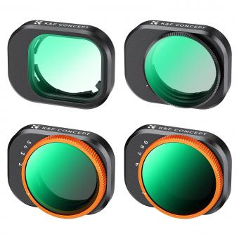 K&F Concept Kits de filtres VND + UV + CPL pour DJI Mini 4 Pro 4 Pack ND2-32 (1-5 arrêts) + ND32-512 (5-9 arrêts) + filtre d'objectif CPL + UV avec 28 couches de nano-revêtement