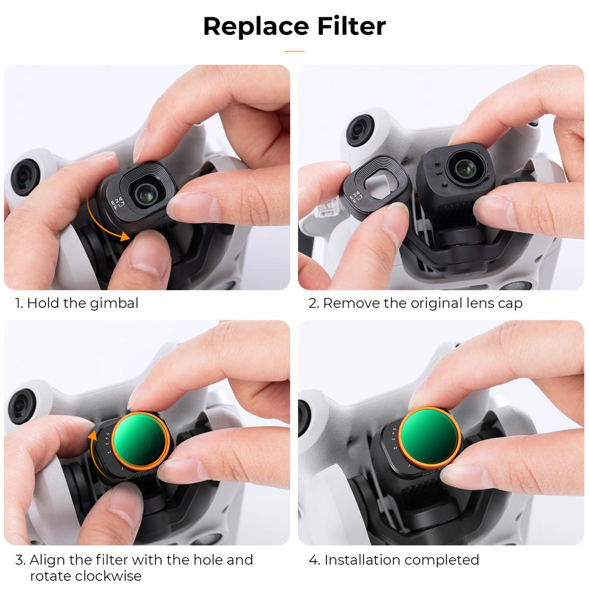 K&F Concept Variable ND Lens Filter Kits For DJI Mini 4 Pro 2 Pack ND2-32 (1-5 Stops)+ND32-512 (5-9 Stops) with 28 Layers of Nano-coating