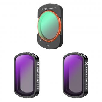 K&F Concept Filtres ND et CPL pour DJI Osmo Pocket 3, Kit magnétique CPL+ND4+ND8 3 paquets de verre optique HD nano-enduit 28 couches