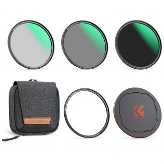 Magnetic Filter Set 55mm CPL+ND8+ND64 mit Magnetischer Adapterring und Objektivdecke, Filtertasche Magnetischer Quick Swap System Nano-Xcel Serie