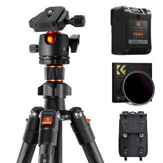 Tragbares Eclipse-Set bestehend aus 72-mm-Sonnenfilter + KF09.123 Kohlefaserstativ + KF13.087AV6 Kamerarucksack + KF28.0024 6700 mAh V-Mount-Akku