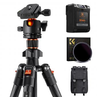 Portable eclipse Set-Include 72mm Solar Filter + KF09.123 Carbon Fiber Tripod + KF13.087AV6 Camera Backpack + KF28.0024 6700mAh V Mount Battery