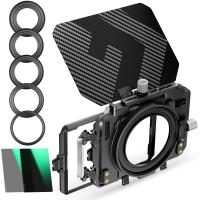 Kit Matte Box + filtre carré ND4 + ND32 compatible avec deux filtres carrés 4x5,65" Comprend des anneaux adaptateurs 67/72/77/82/95 mm Série Nano-Xcel