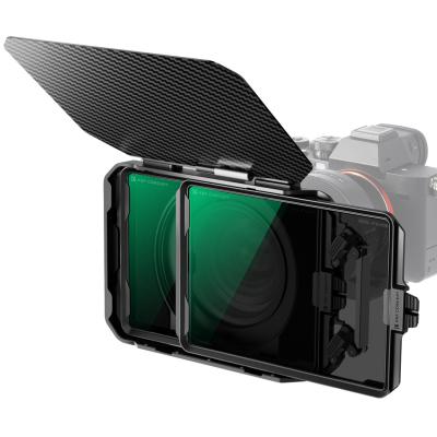 K&F Concept Mini Matte Box Lite con ND4 ND32 Filtro 4"x5,65", Bandiera Superiore Carbonio con 2 Vassoio Filtro 4''x5,65" per DSLR Fotocamere Mirrorless con Anello Adattatore Circolare 67/72/77/82/95mm
