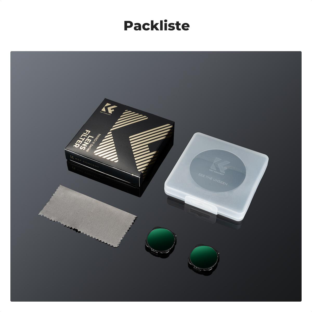 K&F Concept Variable ND Filter Set Kompatibel mit GoPro Hero 13 Schwarz, ND2-32 & ND32-512Neutraldichte Zubehör Light Reduction Filter für Go Pro Hero 12/11/10/9 Schwarz, Multi Coated HD Optical Glass