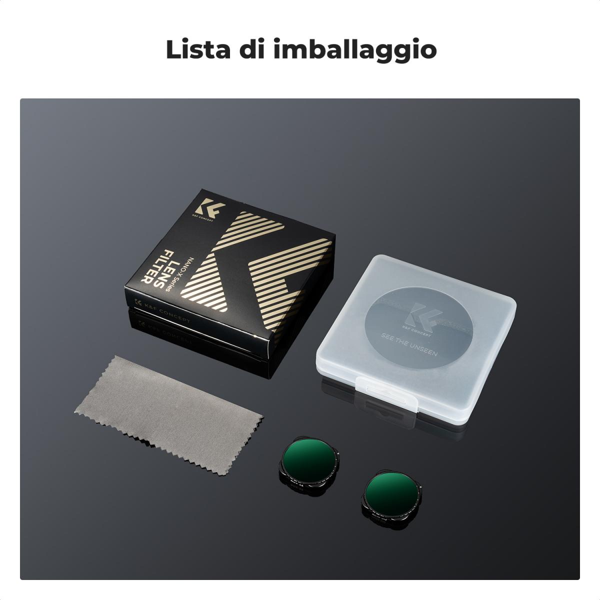 K&F Concept 2 Pezzi Kit di ND Filtri (ND2-32 + ND32-512) per GoPro Hero 13/12/11/10/9, con Filtro Variabile ND2-32 e ND32-512 con 28 Strati di Nano Rivestimento, Fotocamera di Azione Accessori