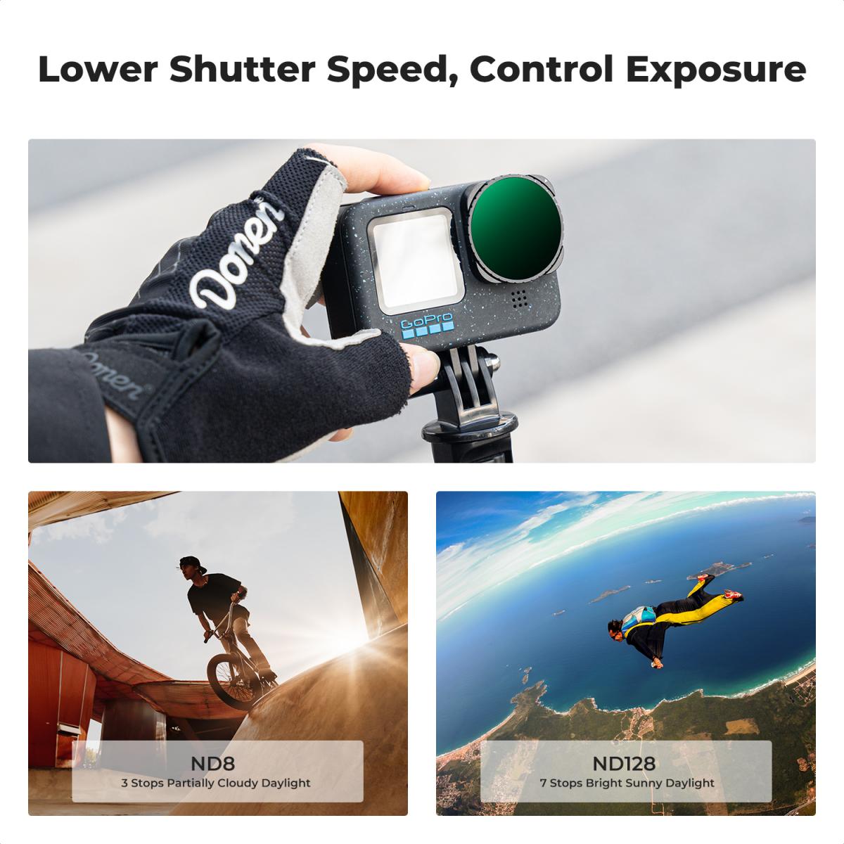 K&F Concept Variable ND Filter Set Compatible with GoPro Hero 13 Black, ND2-32 & ND32-512 Neutral Density Light Reduction Filters for Go Pro Hero 12/11/10/9 Black, Multi Coated HD Optical Glass