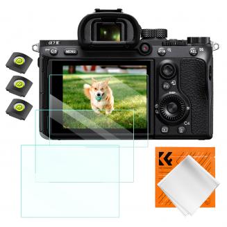 Camera Screen Protector*3 Compatible with Sony A9, A7III, A7R II, 7II, 7S II, A9II, A7R III, A1, RX1R, RX1, RX10IV, A7C , A7S III, A7R IV, RX10 III, RX10 II, RX10, RX100 V, RX100 Va, RX100 IV, RX100II, RX100, 0.3mm 9H Hardness Tempered Glass with Hot Shoe