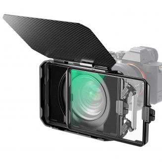 Matte Box Kit mit 4x5,65" Black Mist 1/4 Rechteckfilter, Quadratischer Graufilter Nano-Xcel Serie für DSLR und spiegellose Kameras, kompatibel mit 67mm/72mm/77mm/82mm/95mm Objektiven