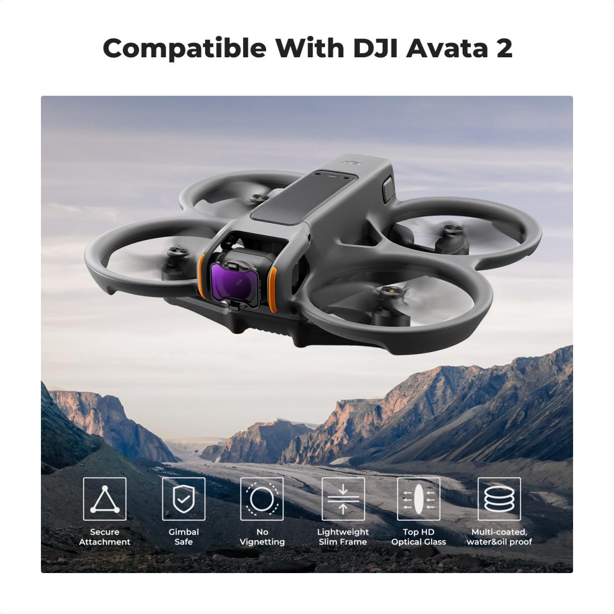 DJI Avata 2 Drone ND Filters Kit (3/4/5/6 stops) 4 Pack Compatible with DJI Avata 2, Multi-coated Neutral Density Drone Filters