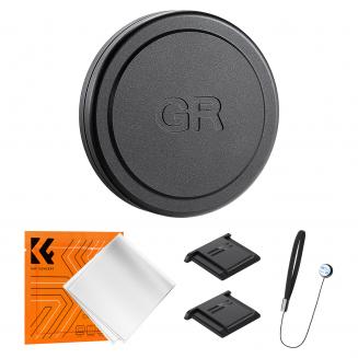 K&F Concept Objektivdeckel aus Aluminiumlegierung für Ricoh GR Serie, Ricoh GR Objektivdeckel mit Blitzschuhabdeckung & Reinigungtuch kompatibel mit Ricoh GR II, GR III, GR IIIx