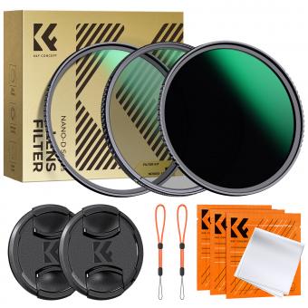 Kit de filtres polarisants circulaires à densité neutre avec protection MCUV CPL+MCUV+ND1000+bouchon d'objectif 52 mm avec revêtements 24 couches Série Nano-Dazzle