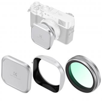 Kit de filtres MCUV pour objectif Fuji X100 avec pare-soleil et bouchons d'objectif, verre optique HD multicouche résistant aux rayures compatible avec Fuji X100, X100F, X100S, X100T, X100V, X100VI