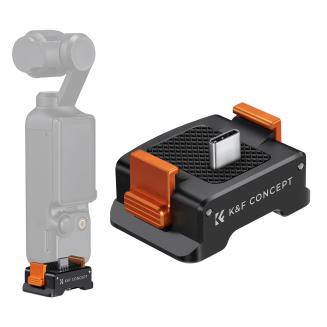 K&F Concept Ladeadapter Basis für DJI Osmo Pocket 3, Typ-C Ladestation Fit Arca-Swiss Standard, mit 1/4 Schraubenloch/Faltfinger, Aluminiumlegierung Halterung