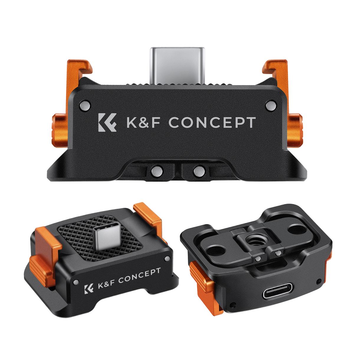 Ladeadapterbase for DJI Osmo Pocket 3, Desktop Type-C ladedokking Passer Arca-Swiss Standard, med 1/4 skruehull/foldefinger, aluminiumslegeringsbrakett